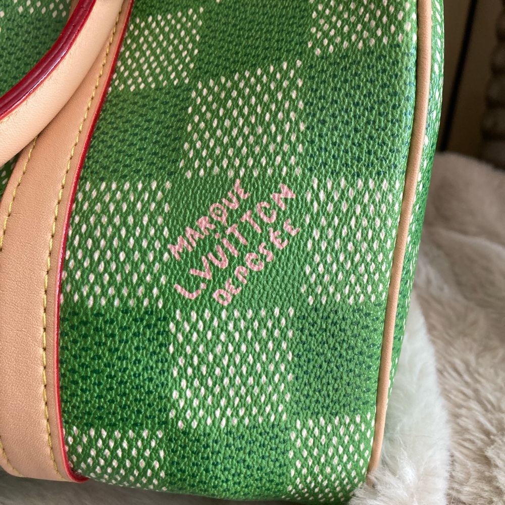Louis Vuitton Green and Cream Checkered Bag